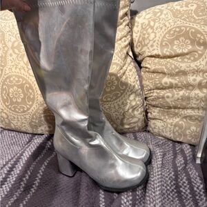 Silver Women's Knee-High Boots